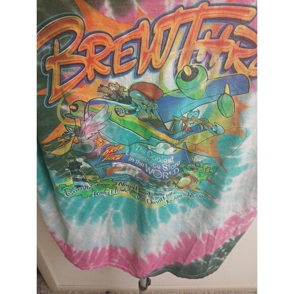 Brew Thru Outer Banks Coolest Convenience Store Tie Dyed T-shirt Size XL - Picture 6 of 7